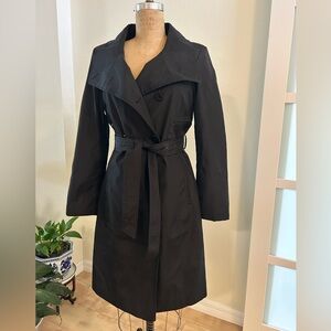 Calvin Klein Black Belted Trench Coat. Size M.